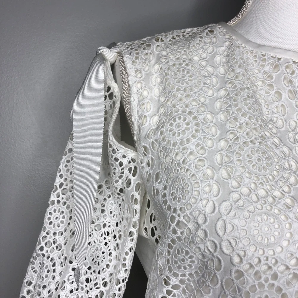 Sandro Paris Ernesto Eyelet Broderie Anglaise Blouse in Blanc - NWT